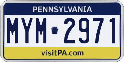 PA license plate MYM2971