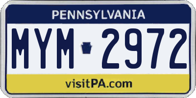 PA license plate MYM2972