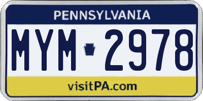 PA license plate MYM2978
