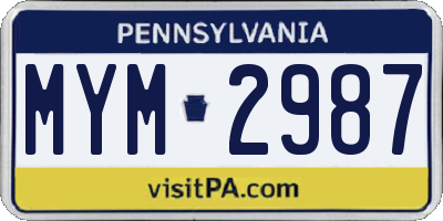 PA license plate MYM2987