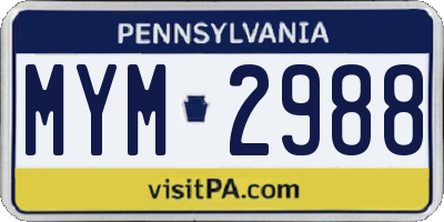 PA license plate MYM2988