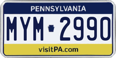 PA license plate MYM2990