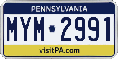 PA license plate MYM2991