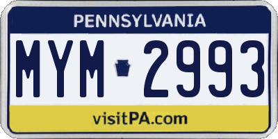 PA license plate MYM2993
