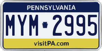 PA license plate MYM2995