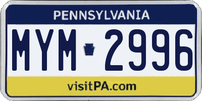 PA license plate MYM2996
