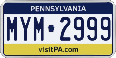 PA license plate MYM2999