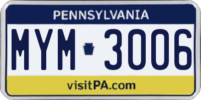 PA license plate MYM3006