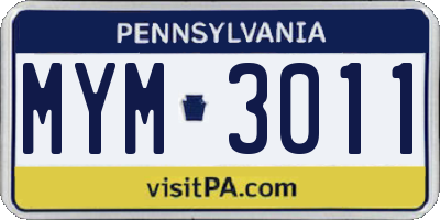 PA license plate MYM3011