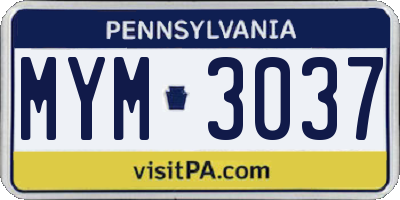 PA license plate MYM3037