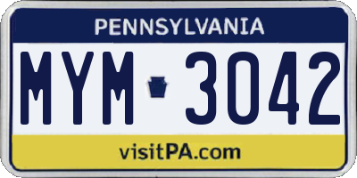 PA license plate MYM3042