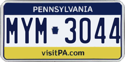 PA license plate MYM3044