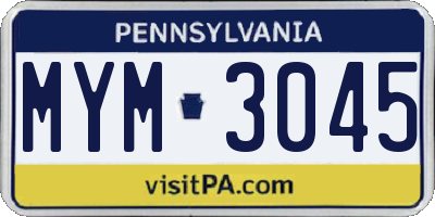 PA license plate MYM3045