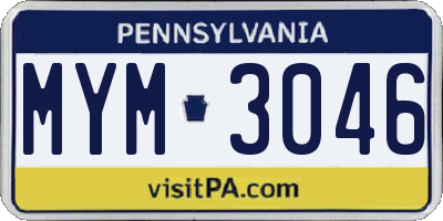 PA license plate MYM3046