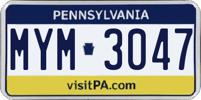 PA license plate MYM3047