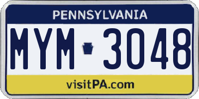 PA license plate MYM3048