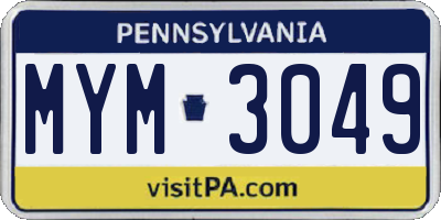 PA license plate MYM3049