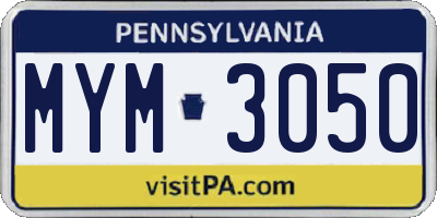 PA license plate MYM3050
