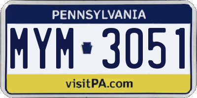 PA license plate MYM3051