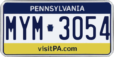 PA license plate MYM3054