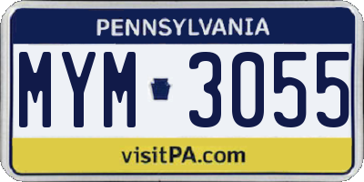 PA license plate MYM3055