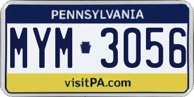 PA license plate MYM3056