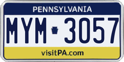 PA license plate MYM3057