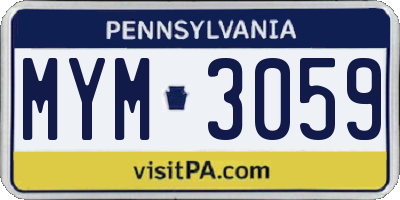 PA license plate MYM3059