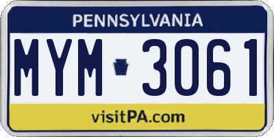 PA license plate MYM3061