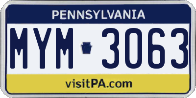 PA license plate MYM3063