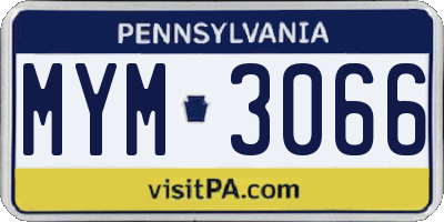 PA license plate MYM3066