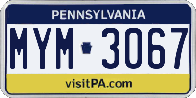 PA license plate MYM3067