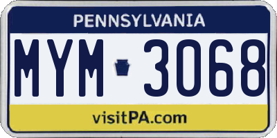 PA license plate MYM3068