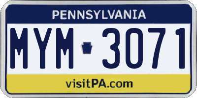 PA license plate MYM3071