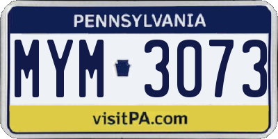 PA license plate MYM3073