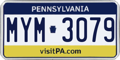 PA license plate MYM3079