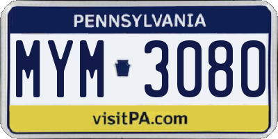 PA license plate MYM3080
