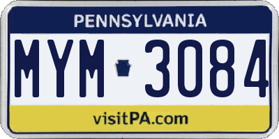 PA license plate MYM3084