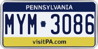 PA license plate MYM3086