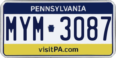 PA license plate MYM3087