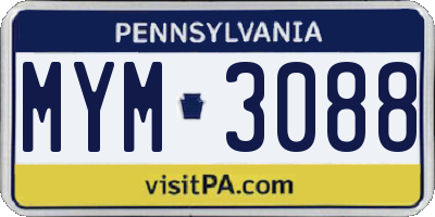 PA license plate MYM3088