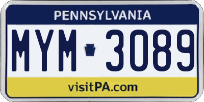 PA license plate MYM3089