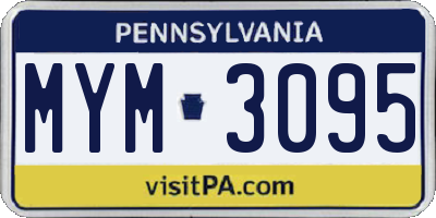 PA license plate MYM3095