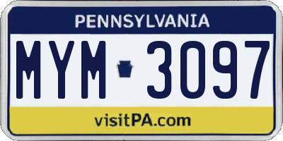 PA license plate MYM3097