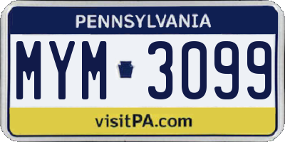 PA license plate MYM3099