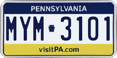 PA license plate MYM3101