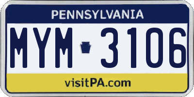 PA license plate MYM3106