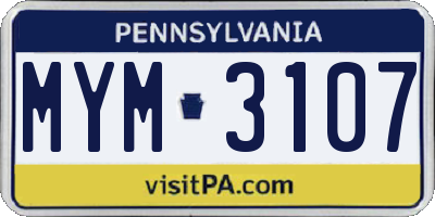 PA license plate MYM3107