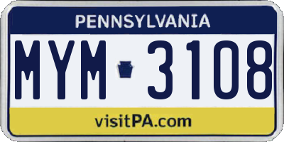 PA license plate MYM3108