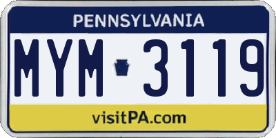 PA license plate MYM3119
